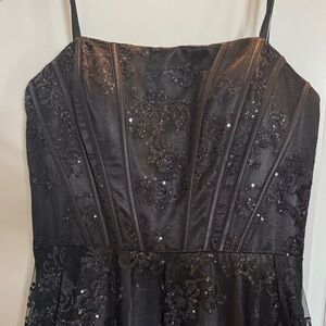 Windsor Black Beaded Evening Dress with Floral Sequin Detail